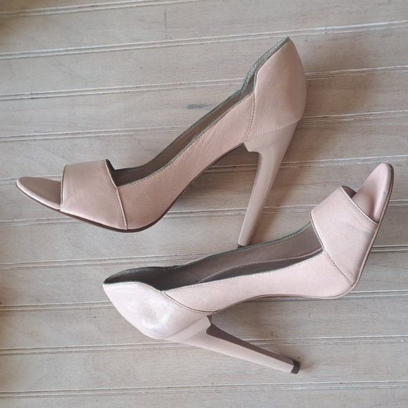 Rachel Roy Leather Soft Blush Pink Open-toe Stiletto High Heel Pumps Designer - Picture 2 of 15